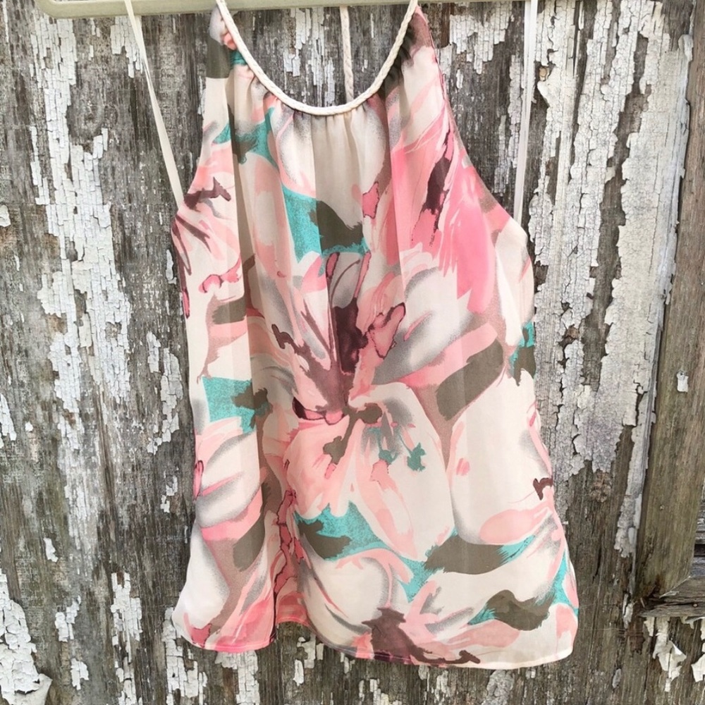 Floral Strappy Back Tank Top